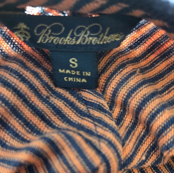 Women's Brooks Brothers Terracotta Orange & Navy Blue T Shirt, Size S - Picture 2 of 14